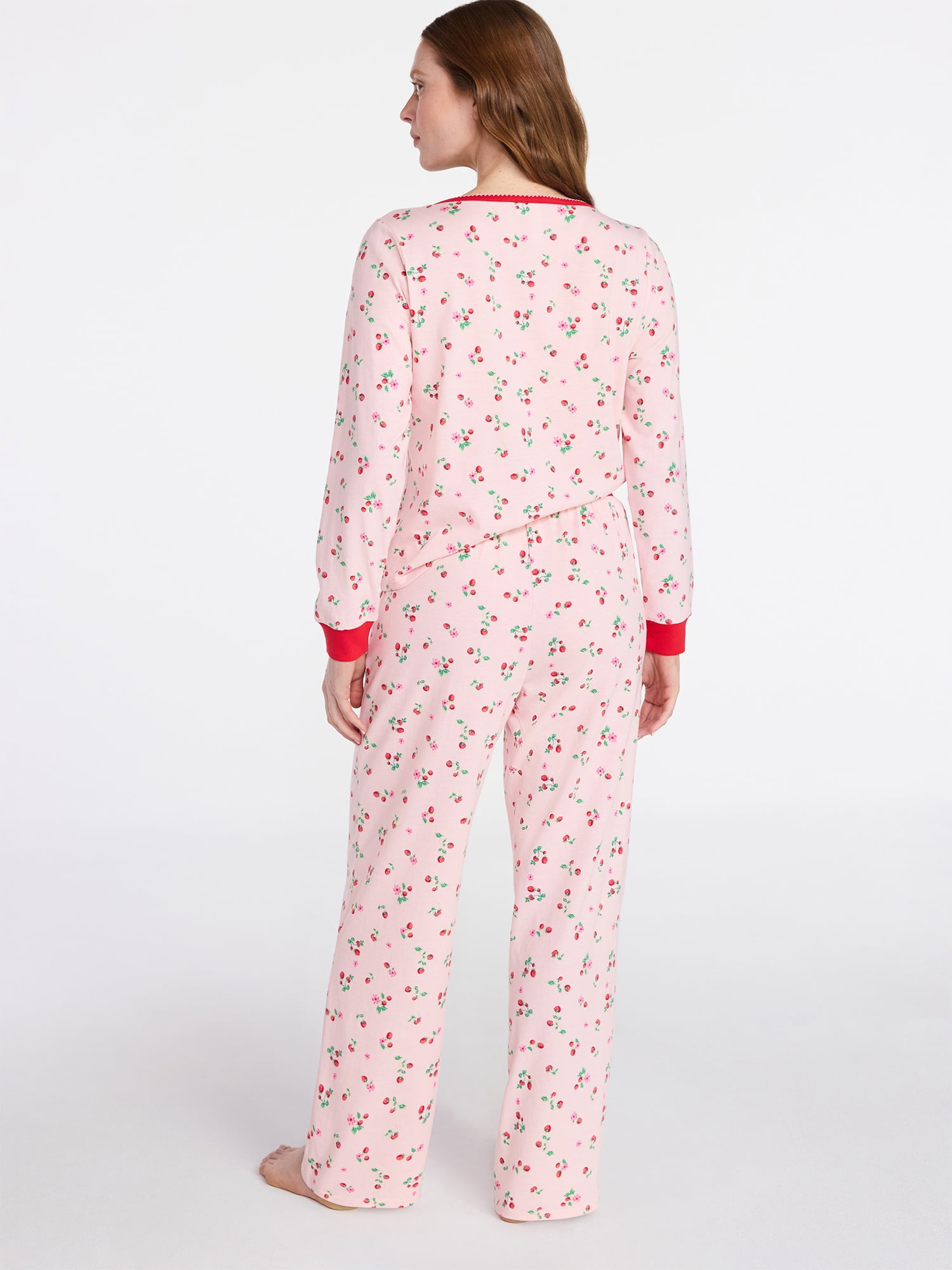 Joyspun Women's Mommy-Daughter Family Matching Cotton Blend Sleep Top and Pants Pajama Set, 2-Piece, Sizes XXS-3X