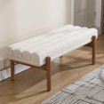 thumbnail image 3 of Modern Upholstered Bedroom Bench End of Bed, Comfy Modern Entryway Bench Solid Wood Frame, 47" Indoor Bench for Hallway Window Dining Living Room, Beige Chenille, 3 of 12