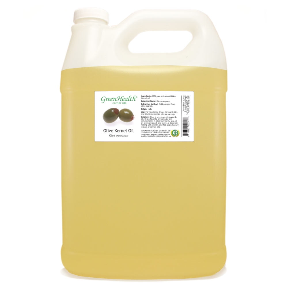 GreenHealth Olive Kernel Carrier Oil, 1 Gallon (128 fl oz) – Clear Plastic Jug with Cap – 100% Pure Carrier Oil for Massage, Body Oil, Soap Making & DIY Personal Care