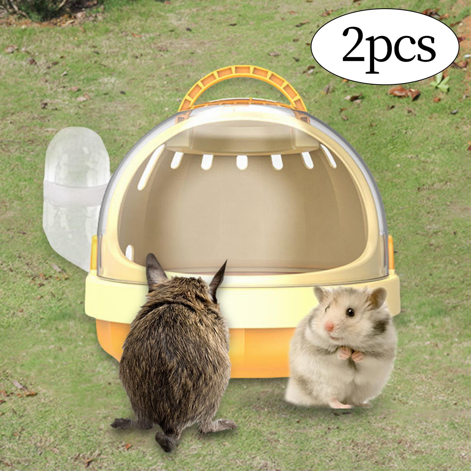 oshhnii 2 Pieces Hamster Carrier Cage Large for Vacation Dwarf Hamster Small Animals Yellow