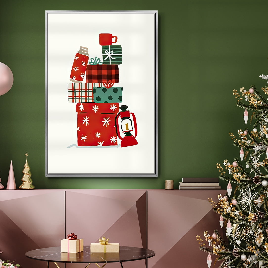 Going to Grandmas Collection B - Framed Gallery Wrapped Holiday Canvas - 25 x 37 - Silver Frame
