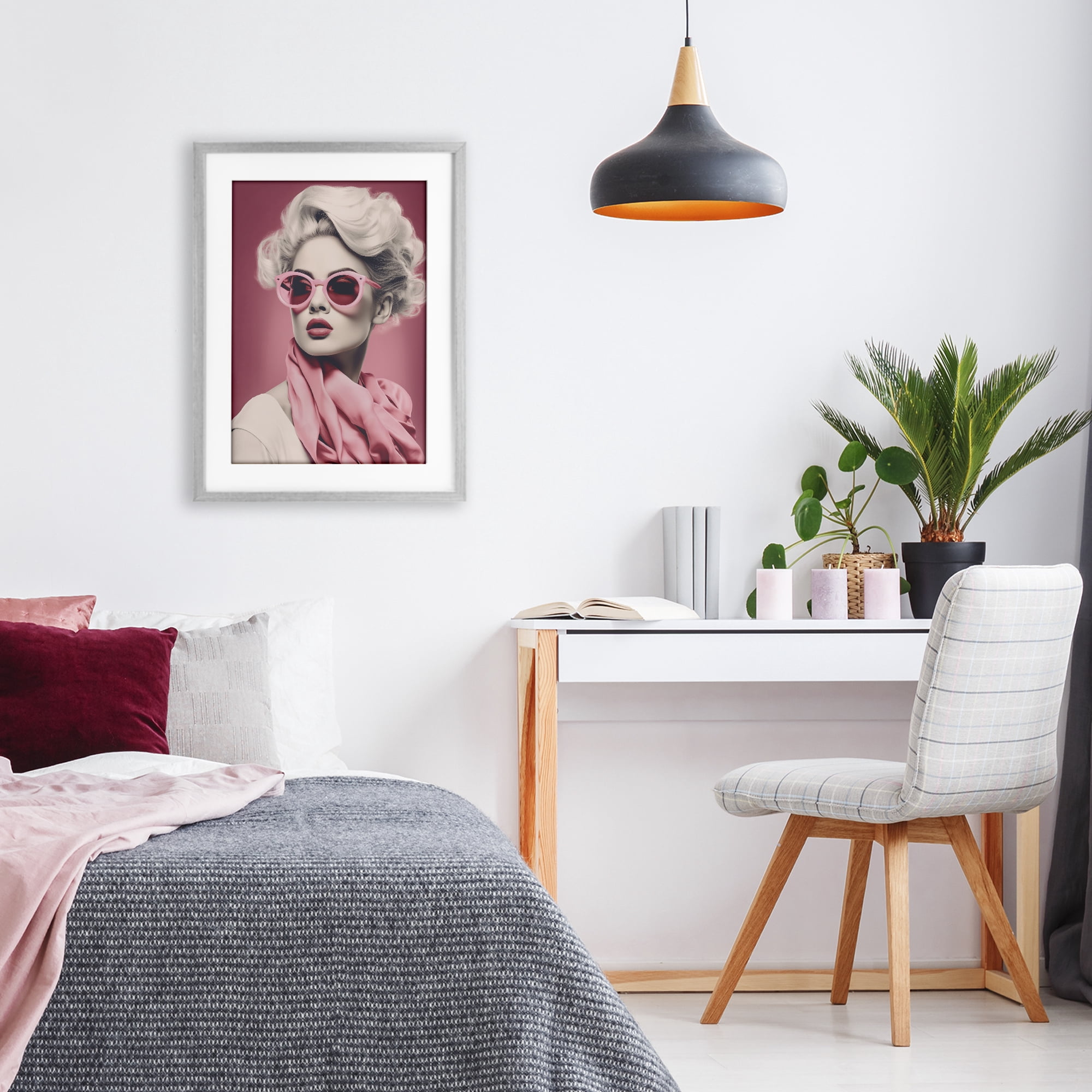 Stupell Industries Iconic Retro Chic Portrait Gray Framed Print Under Glass, design by Andrea Haase
