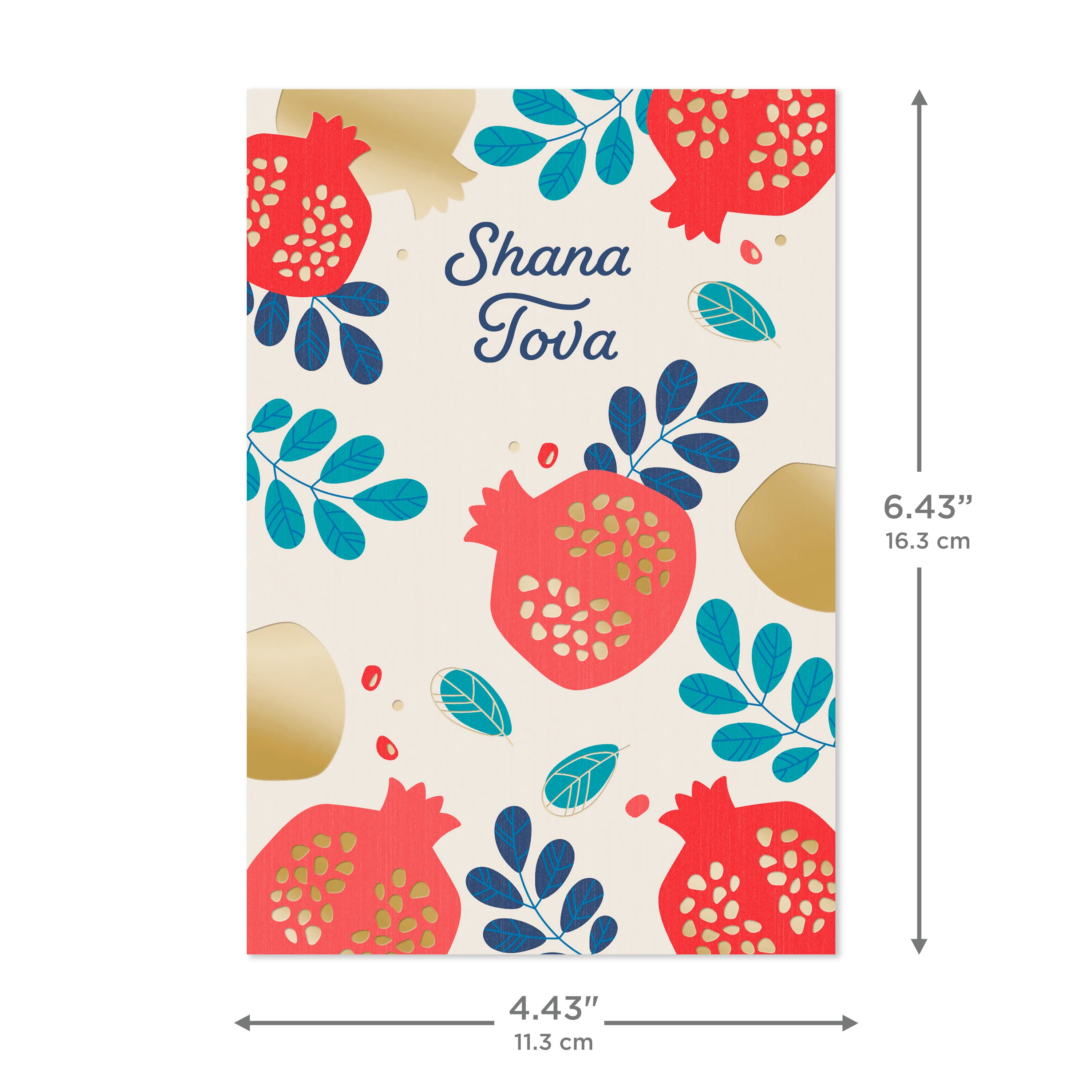 Hallmark Tree of Life Rosh Hashanah Cards (Red Gold Pomegranates), 6 Count