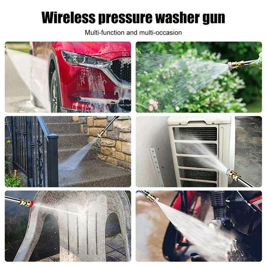Cordless Pressure Washer, 6-In-1 Nozzle Portable Battery Powered Pressure Washer Handheld With 2 Rechargeable Battery Powered, Portable High Pressure Cordless Power Washer
