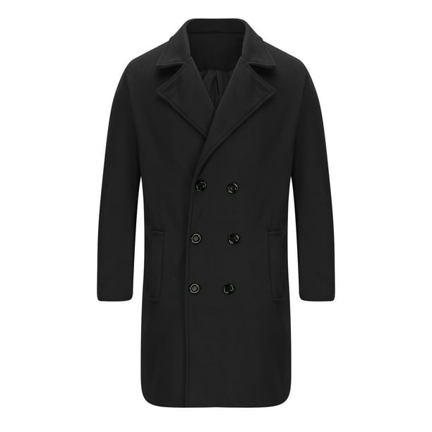 YANHAIGONG Mens Trench Coat Full Length Grey Winter Pea Coat YANHAIGONG Mens Trench Coat Full Length Grey Winter Pea Coat