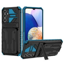 Dteck Case for Samsung Galaxy A25 5G with Detachable Card Holder Cover,Shockproof Rubber Kickstand Rugged Military Grade Protective Back Phone Case,Blue