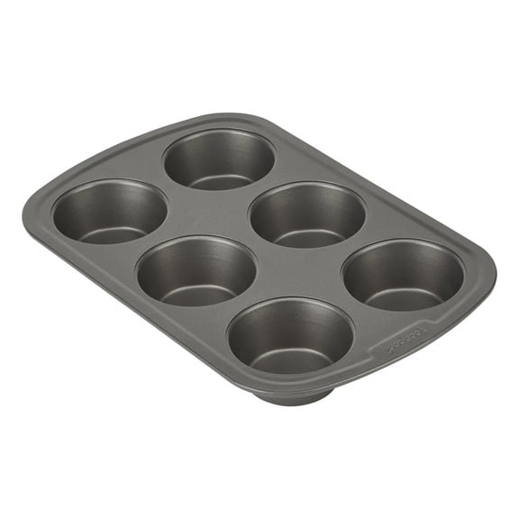 GoodCook 6-Cup Nonstick Steel Cupcake and Muffin Pan, Gray