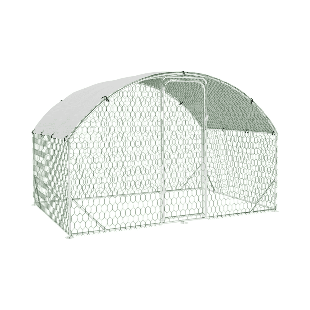 Large Metal Chicken Coop with Stiffener, Walk in Poultry Cage Chicken Run Pen with Waterproof Oxford Roof & PVC Hex Mesh Fencing for Chickens, Ducks, Rabbits, Quails
