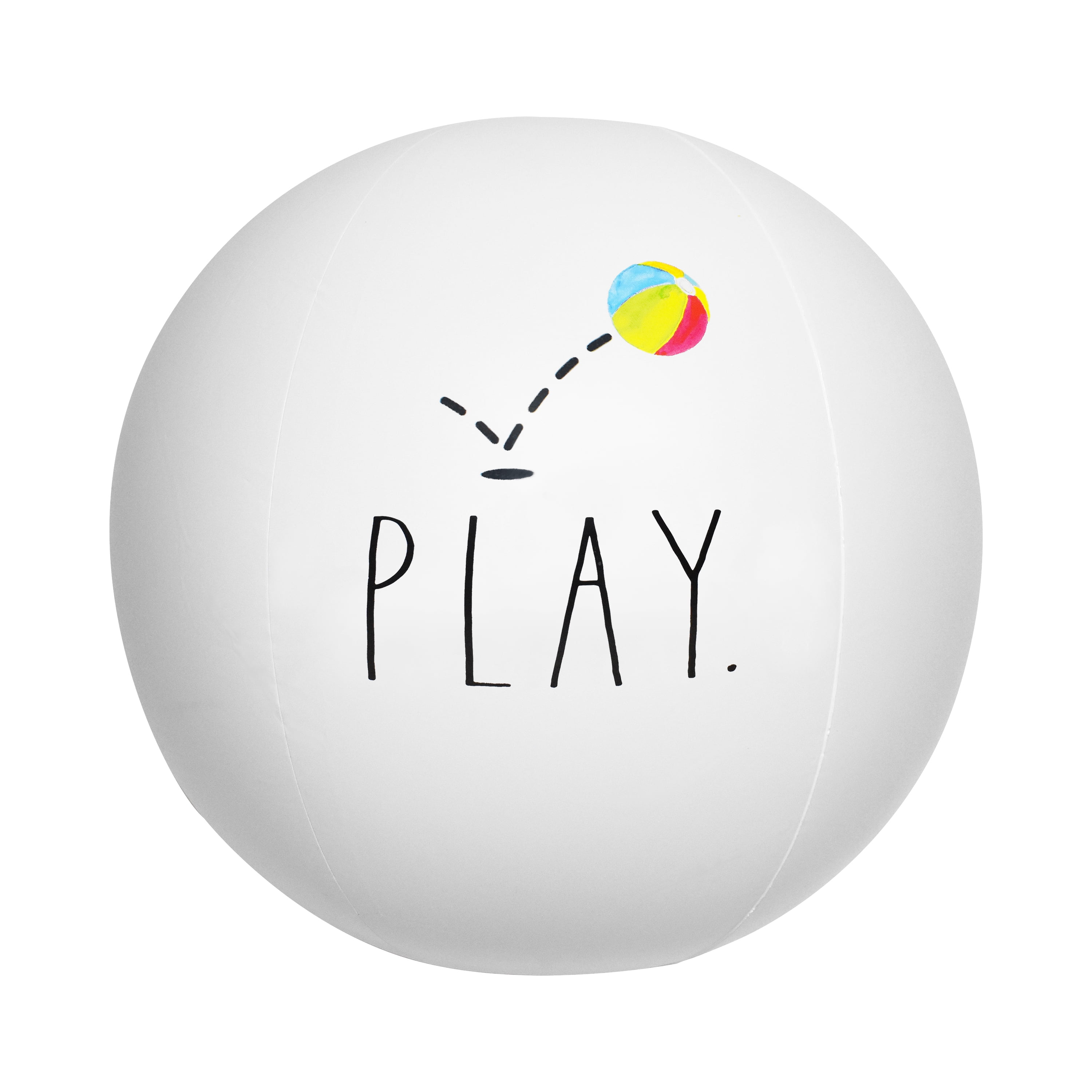 Rae Dunn Beach Ball by CocoNut Float - Large 27 Inch Inflatable Beach Ball - Play Theme - Great for Summer Parties & Swim Events (Play.)