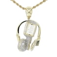 thumbnail image 2 of 10K Yellow Gold 1.65 Inch DJ Headphone & Microphone Diamond Pendant Charm 1.35ctw 42mm Tall, 2 of 2