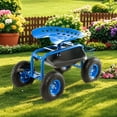 thumbnail image 4 of Gymax Cart Wagon Rolling Work Seat w/ Tool Tray Basket Planting Patio Blue, 4 of 9