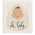 thumbnail image 3 of Oh Baby Shower Curtain, Cartoon Baby Weeping Crying and Shedding Tears with Open Mouth Motherhood Theme, Fabric Bathroom Set with Hooks, 69W X 75L Inches Long, Multicolor, by Ambesonne, 3 of 3