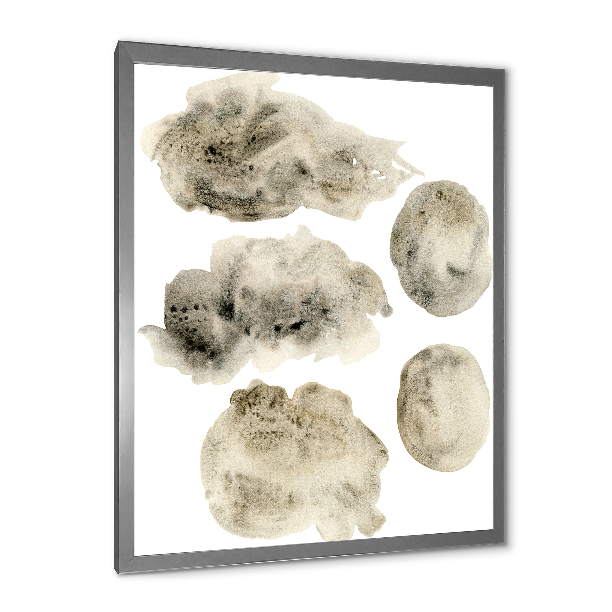 Designart 'Golden Beige and Grey Clouds II' Modern Framed Art Print