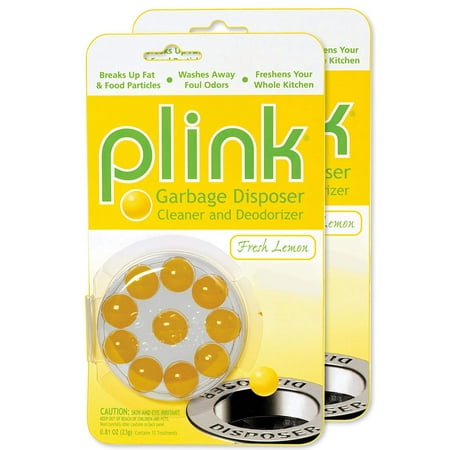 Garbage Disposal Cleaner and Deodorizer, Original Fresh Lemon Scent, Value 2-Pack for 20 Cleanings, Plink balls clean and deodorize kitchen sink disposal By