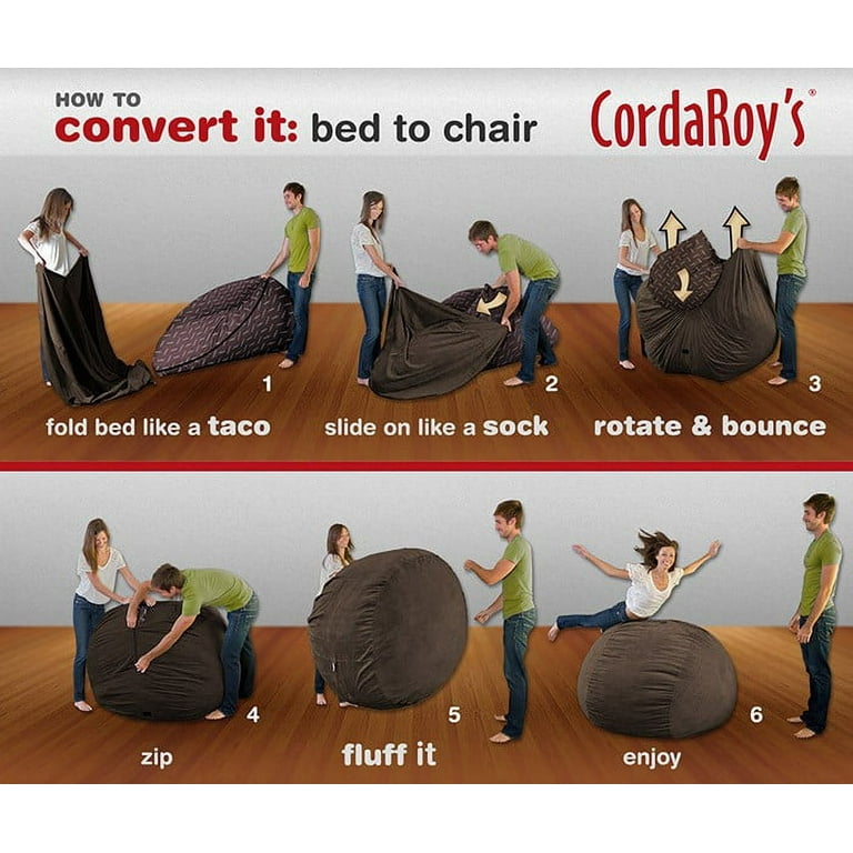 CordaRoy s Chenille Convertible Full Size Bean Bag Chair Espresso
