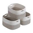 thumbnail image 4 of Cesta de cuerda de algodón, cubos de almacenamiento multiusos con asa para organización y almacenamiento, contenedores para guardería y baño, 3 uds. Beige Marrón, 4 of 8