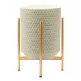 thumbnail image 5 of LuxenHome Set of 2 Gray Honeycomb Metal Cachepot Planters with Gold Stands, 5 of 12
