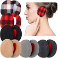 thumbnail image 1 of 6 Pairs Earmuffs Bandless Fleece Ear Warmers Winter Ear Covers Unisex, 6 Colors - D, 1 of 5