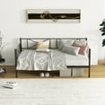 thumbnail image 4 of Patiojoy Twin Size Metal Daybed Frame Home Modern 2-in-1 Sofa Bed with Under-bed Storage & Railings Heavy-duty Metal Slats Platform Bed Black, 4 of 10