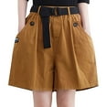 thumbnail image 3 of B91xZ Workout Shorts for Women Mid-Rise Relaxed Fit Cargo Bermuda Short,Khaki L, 3 of 3