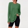 thumbnail image 5 of Qgtaibl Women Long Sleeve Workout Shirts Crew Neck Curved Hem Thumb Hole Tops Moisture Wicking Loose Fit Athletic Tees for Running Gym Fitness Green L, 5 of 8