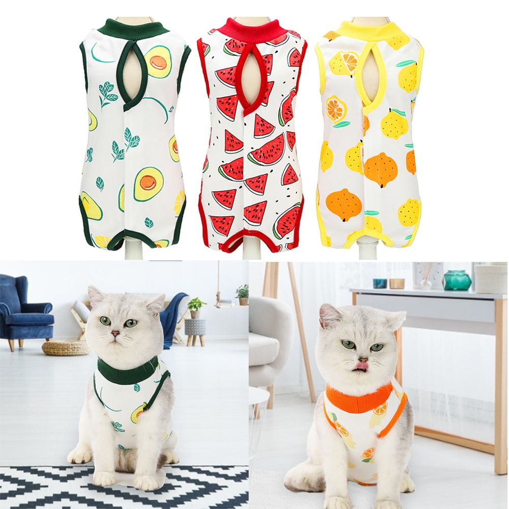 TOPOINT Cat Recovery Suit Fruit Pattern Printing Anti Licking Wounds