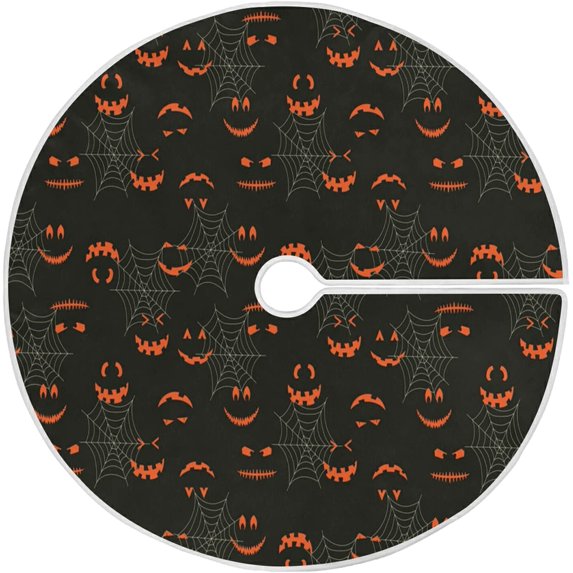 FMSHPON Halloween Cobweb Pattern Xmas Christmas Tree Skirt Stand Mat for Holiday Party Decoration Indoor Outdoor 48 inches
