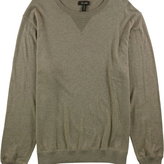 Tasso Elba Mens Lux Crew Neck Pullover Sweater, Beige, Large