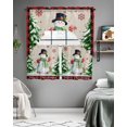 thumbnail image 5 of Christmas Snowman Kitchen Curtains Swag Valance and Tier Curtains Set 24 Inch Length, Xmas Tree Snowflake Rustic Winter Rod Pocket Drape Panels Pair Swag Curtains for Bathroom/Cafe/Window, 5 of 6