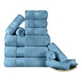thumbnail image 2 of Superior Aria Turkish Cotton 12-Piece Towel Set, Ultra Soft Heavyweight Towels, Denim Blue, 2 of 6