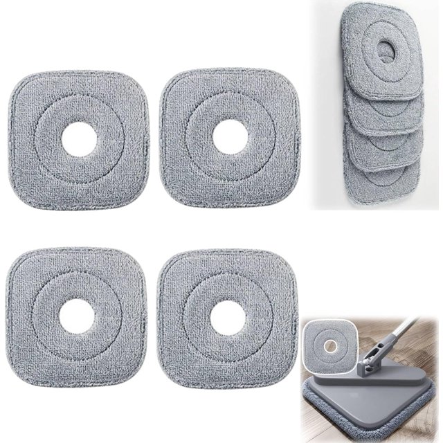  99 Inch Extra Thick Microfiber Pad Refill, Square Mop Head, High Absorbency, Durable, Machine-Washable, for TrueClean M16 & SPIN-800 and Most Square Spin Mop & Bucket (4 Pcs)