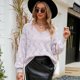 thumbnail image 2 of Suéter de manga larga de estilo europeo y americano para mujer 2023 Otoño e invierno suéter de punto suelto con cuello en V suéter de color sólido, 2 of 3