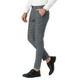 thumbnail image 5 of Unique Bargains Men's Slim Fit Plaid Business Pants Trousers with Pockets 32 Gray, 5 of 7
