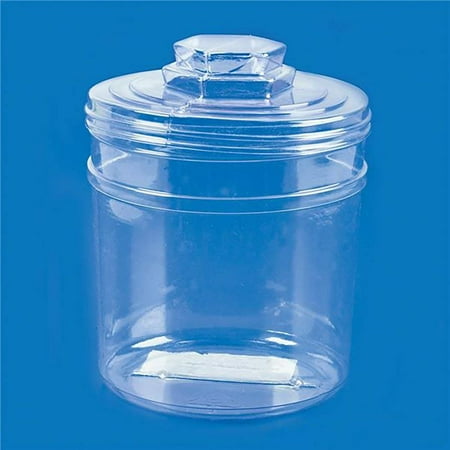 Round Candy Box - Kicko Small Container - 7 inches by 9 inches Clear Candy Jar Container (1 piece) - Round Small Screw Lid Party Container - Great Party Decoration