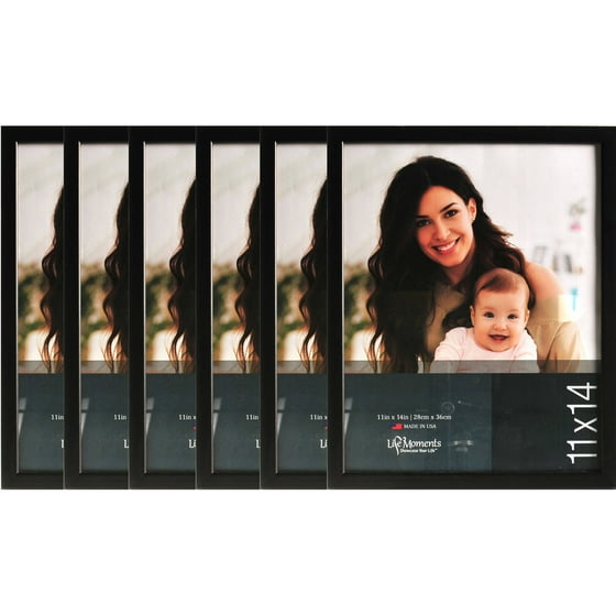 11x14 Black Wood Wall Photo Frames, Case of 6