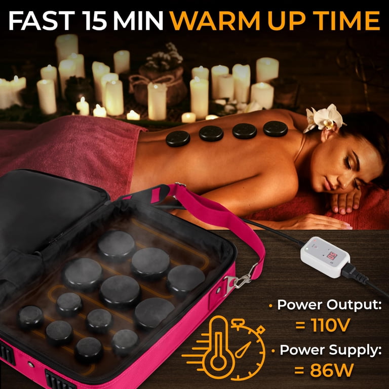 SereneLife Portable Massage Stone Warmer Set, Electric Hot Stones