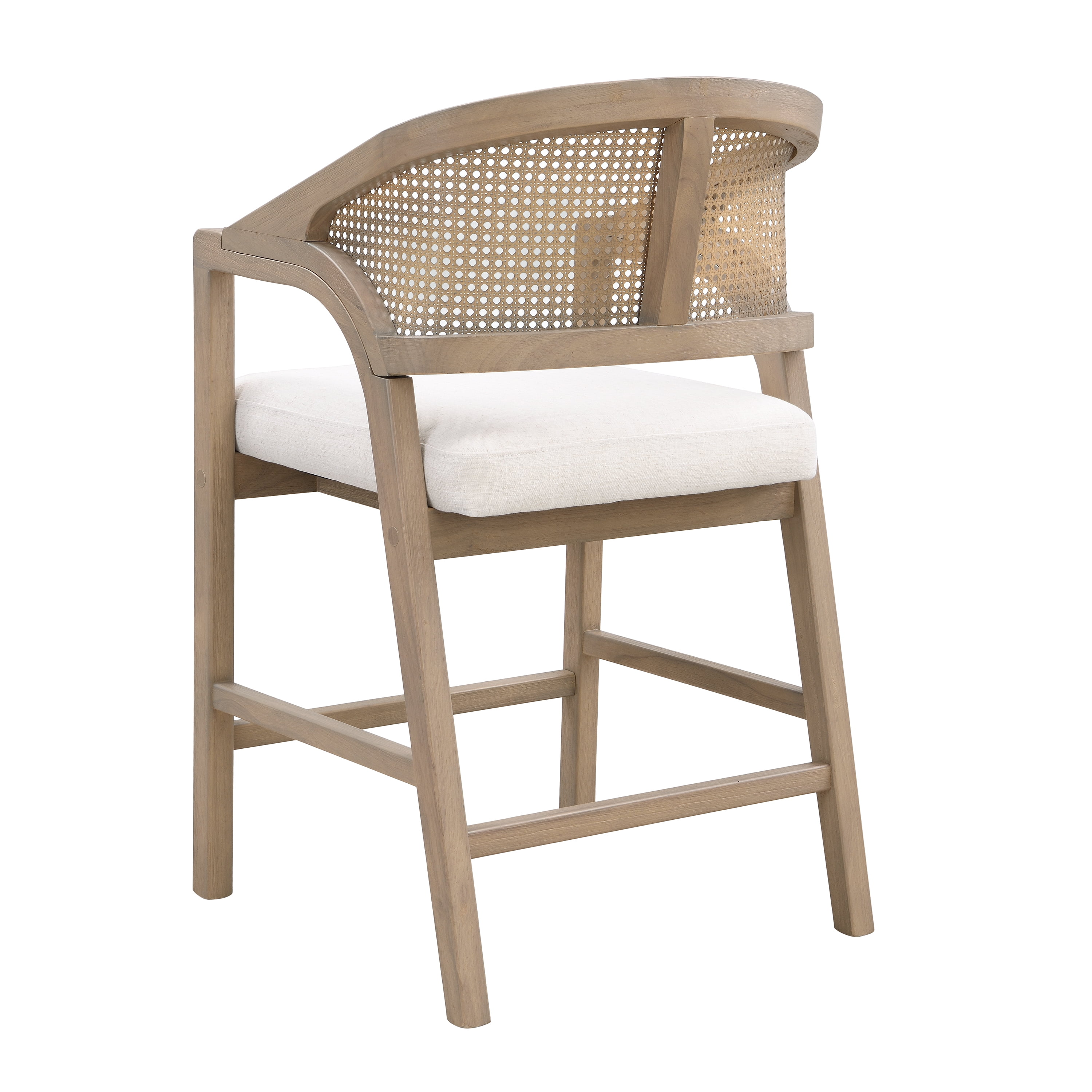 Noble House Wooden Frame Counter Stool Set of 2,Rattan Back with Rubberwood Frame,Beige+Natural Ash