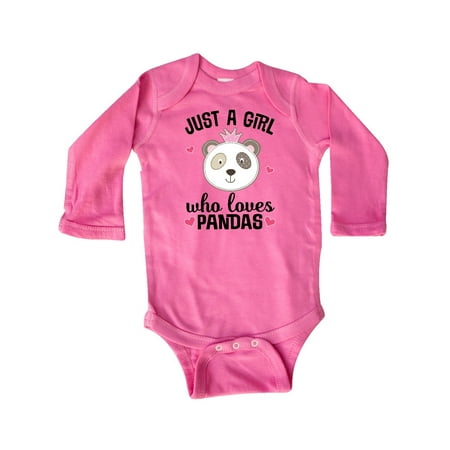 

Inktastic Just a Girl Who Loves Pandas Gift Baby Girl Long Sleeve Bodysuit