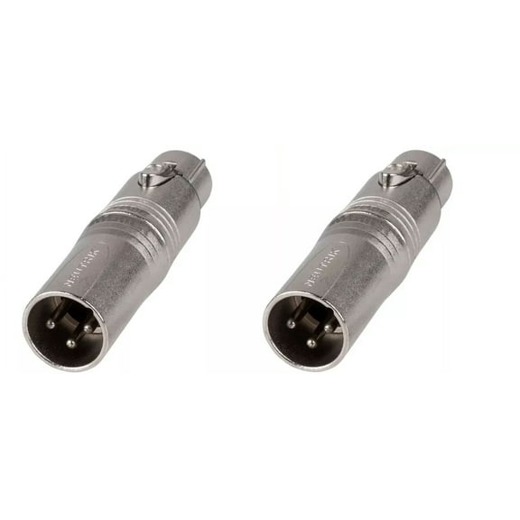 (2) Two Genuine NEUTRIK NA3FM 3-Pin XLR Male to XLR Female Adapter