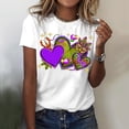 thumbnail image 2 of TSADFHJI Hauts de Noël pour Femmes Manches 3/4 T-Shirts Décontractés Imprimés Mardi Col Rond Manches Courtes Tunique Blouse TTG Blanc, 2 of 5