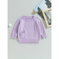 thumbnail image 2 of Baby Sweater, Long Sleeve Crew Neck Solid Winter Warm Knit Pullover Sweater Infant Clothes for Girls Boys, 2 of 7