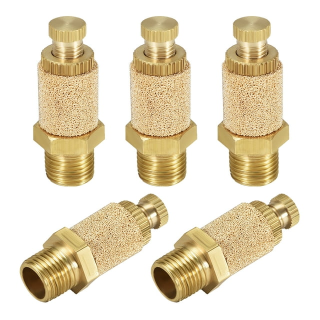 Unique Bargains Sintered Bronze Exhaust Muffler Top Adjustable G1/8 Air Flow Speed Controller Flow Control Muffler 5pcs