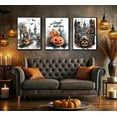 thumbnail image 2 of Halloween Wall Art Canvas Posters Prints Vintage Watercolor Ink Style Pumpkin Bat Wall Decor Pictures Paintings for Home Decoration Unframed, 2 of 6