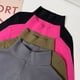 thumbnail image 5 of Camisa de manga larga entallada para mujer, estilo otoñal, diseño con cremallera, dobladillo curvo, camiseta irregular, 5 of 6