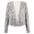 thumbnail image 6 of UAYOTSE Women’s Fringe New Years Eve Sequin Jacket Coat Long Sleeve Disco Theme Concert Rave Tassel Bomber Jackets,Silver XXL, 6 of 7