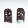 thumbnail image 2 of Handicraftviet - OM Wooden Bookends, Hand-Carved Yoga Book Ends for Decorative, Black Book Stand for Books/CDs,1 Pair (OM Shape), 2 of 6