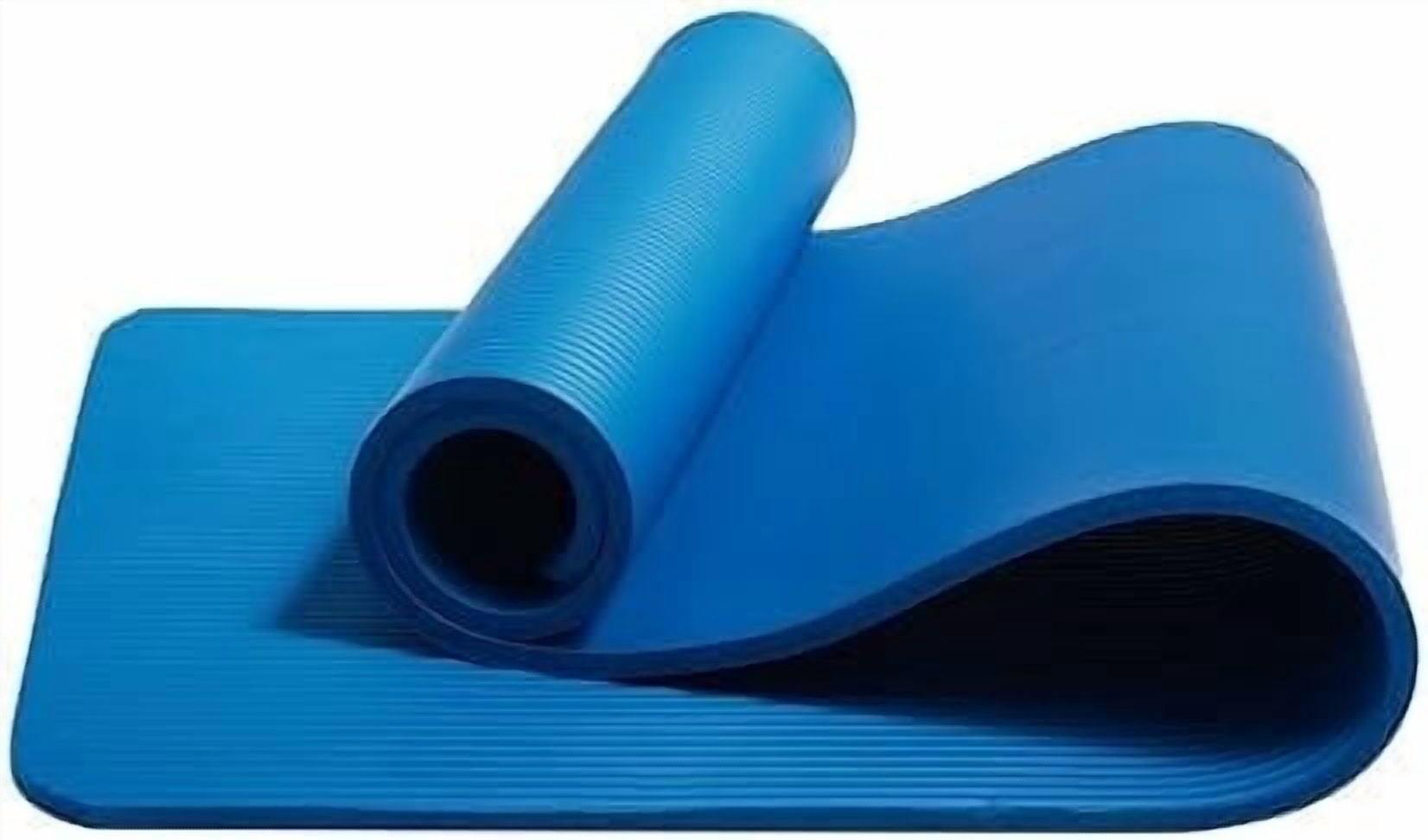 Basics Extra Thick Exercise Yoga Mat with Carrying Strap Blue,1/2 Inch