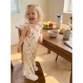 thumbnail image 6 of BemeyourBBs Toddler Baby Girls Summer Clothes Bee Western Boots Cherry Romper Overalls Jumpsuit Bell Bottoms Casual Tie Shoulder Flared Pants Overalls Cute Infant Spring Summer Clothes, 6 of 9
