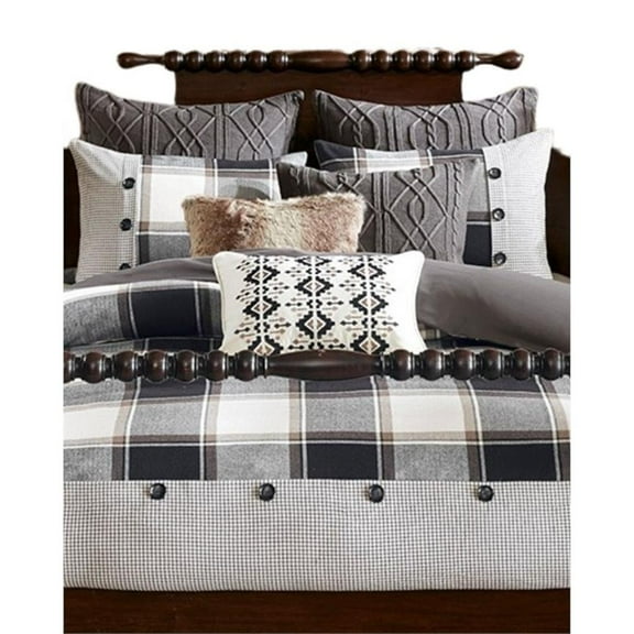 Pemberly Row 9-Piece Cotton Urban Cabin Comforter Set in Brown