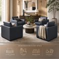 thumbnail image 4 of CHITA Swivel Accent Chairs Set of 2 for Living Room, Comfortable Arm Chairs for Bedroom, Faux Leather in Navy Blue, 4 of 16